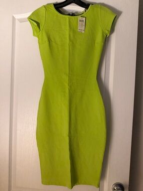 Arden B Neon Lime Fitted Midi Dress.